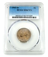 1943-D 5C Jefferson Nickel Graded by PCGS as MS67FS Full Steps - $246.36 CAD