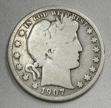 1907 Barber Silver Half Dollar Coin AH317 - £14.64 GBP