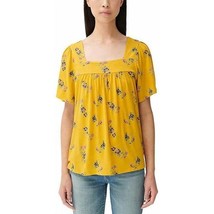 Lucky Brand Women’s Square Neck Floral Short Sleeve Shirt S Mustard Floral - £21.10 GBP
