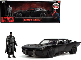 Batmobile Matt Black w Lights w Batman Diecast Figurine The Batman 2022 Movie DC - £64.87 GBP