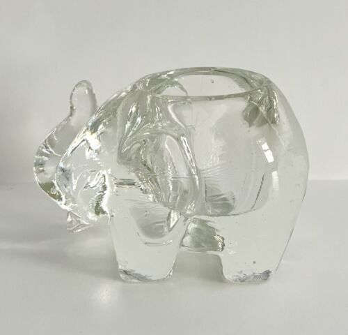 Primary image for Elephant Candle Holder Glass New OB Vintage 90s Tea Light 4 x 3"