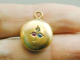 Victorian Puffy Round Jeweled 10k Pendant FOB Engraved - $124.99