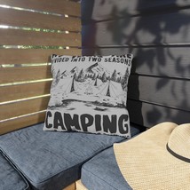 Custom UV-Resistant Outdoor Pillow - &quot;Camping &amp; Waiting for Camping&quot; Scene - £25.58 GBP+