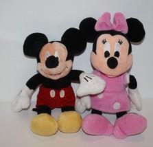 Disney Pink Minnie 10&quot; Mickey Mouse 9&quot; Small Beanbag Stuffed Plush Soft Toy Lot - $14.52