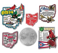 Ohio Six-Piece State Magnet Set by Classic Magnets, Includes 6 Unique Designs, C - £17.64 GBP