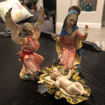 Depose Italy  Fontanini Nativity Figures LOT Of 4 Spider Mark On Mary - $29.70