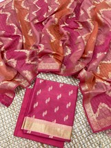 Pure Chanderi Silk Unstitched Salwar Suit, Zari Weaving, Gift for her - £96.95 GBP