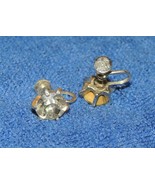 Vintage Coro Earrings large 10-12mm single Rhinestone silver tone screw ... - £9.89 GBP