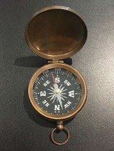 Solid Brass Small Compass With Cover On Top gift item new - £15.83 GBP