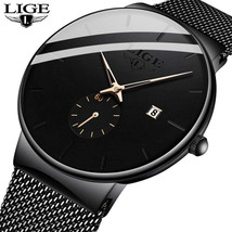 LIGE 2022 Fashion Mens Watches Top Brand Luxury Quartz Watch Men Casual Slim Mes - £12.09 GBP