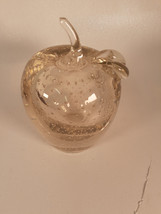 Vintage Blown Glass Paperweight, Large Apple Design with Stem and Leaf, 6&quot;T - $22.10