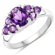 Solid Silver Sterling and Amethyst rare Ladies Rhodium Silver Plated Ring  - £223.81 GBP