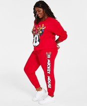 Disney Women&#39;s Trendy Plus Size Mickey Lights Sweatpants Red B4HP - £14.81 GBP