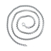 925 Sterling Silver Round Box Chain Necklace Made In Italy 3.1 mm - £192.73 GBP