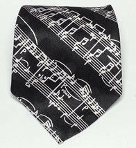 Renaissance Hand Made Man Dress Tie Blackwith Mussic Notes Theme 3.5&quot; wide - £7.58 GBP