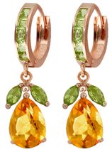 Galaxy Gold GG 14k Rose Gold Huggie Earrings with Peridots and Citrines - £793.98 GBP