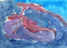 JELLYFISH Original Abstract Watercolor Painting Art ACEO 7 Year Old Artist Mila - £7.81 GBP