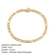 Bipin Stainless Steel Women&#39;s Bracelet Figaro Fashion Gold Cuban Chain Bracelet  - £7.80 GBP