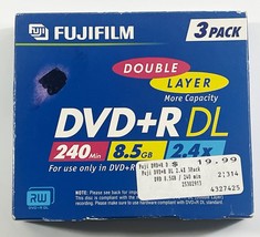 FUJIFILM 3 PACK  DVD+R DL 240min 8.5GB 2.4X  Recordable Double Layer Disc - $8.79