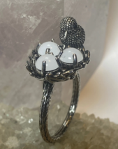 Bird ring nest size 7.75 and eggs band women - $57.42