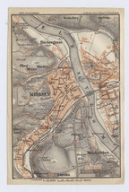 1914 Antique City Map Of Meissen Saxony Showing Royal Porcelain Factory Germany - £24.07 GBP