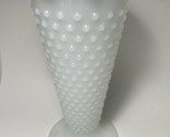 White Milk Glass Hob Nail Large Vase Hobnail 9.5” Fluted Vintage - $14.75