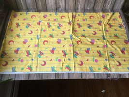 Vintage Concord Joan Kessler Yellow Strip w/Cute Animal Cotton Fabric 1-1/2 yard - £13.26 GBP