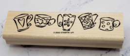 Stampin&#39; Up! Row Of Cups Border Mugs Rubber Stamp Wood Mount #S45 - £3.88 GBP