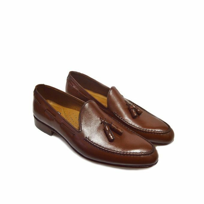 Men Brown Tassel Loafer Handcrafted Magnificent Party Wear Leather Shoes US 7-16