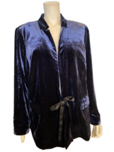 RSVP by Talbots Blue Velveteen Long Sleeve Lined High Collar Jacket 22WP - £51.93 GBP