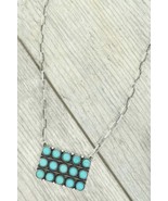 New Western Turquoise Bubble Pave Pendant Necklace - $19.25