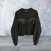 HM Divided Womens Top S Black Cropped Long Sleeve Western Cowgirl Studed Tassels - £7.11 GBP