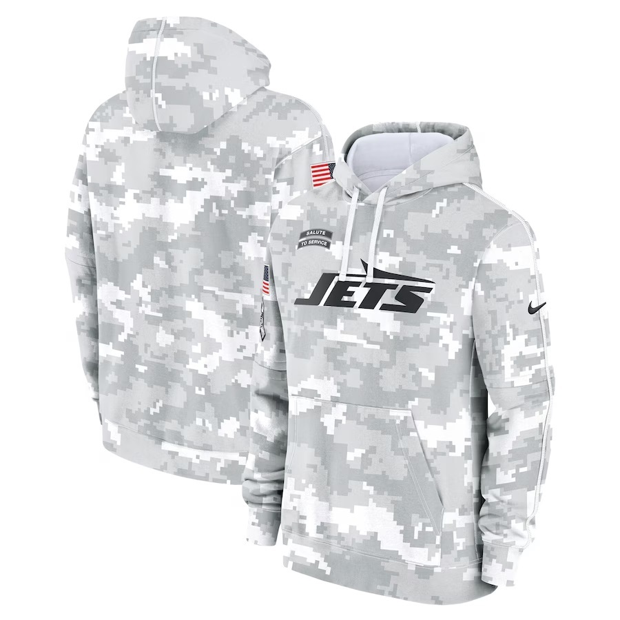 Mens White Camo Jets 2024 Salute to Service Pullover Hoodie - New York