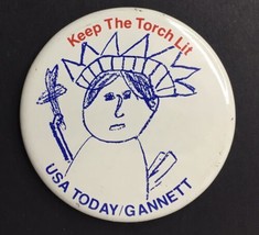 USA Today Gannett Keep The Torch Lit Statue of Liberty Button Pin Vintag... - £15.29 GBP