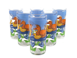 Vtg duck drinking glasses mother duck and ducklings tumbler glasses duck hunting - £44.40 GBP
