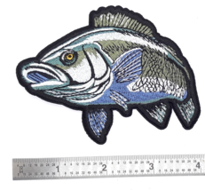 Sea Bass - Fish  On Embroidered Patch 4&quot; X 3&quot; - $5.49