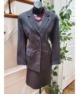 Randy Kemper Women Black Striped Wool Single Breasted Blazer &amp; Skirt 2 P... - $110.00