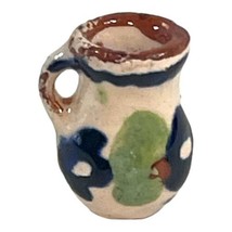 Dollhouse Miniature 1&quot; Floral Painted Pottery Jug Planter Beautiful Vase Trinket - £11.17 GBP
