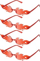 4 Pairs Fire Flame Glasses Rimless Flame Fire Sunglasses for Mardi Gras St.patri - £19.82 GBP