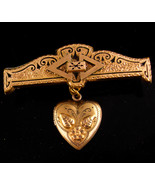 Antique Locket Enamel rose gold locket brooch - sweetheart keepsake - $185.00