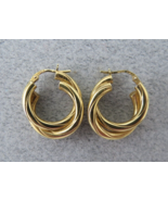 18k Hoop Earrings Yellow Gold Milor Italy Pierced 2.56 Grams 1&quot; Long 750... - £267.17 GBP