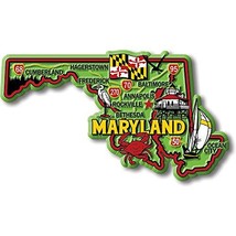 Maryland Colorful State Magnet by Classic Magnets, 4.6&quot; x 2.6&quot;, Collectible Souv - £4.50 GBP