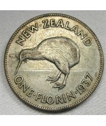 1937 New Zealand 1 Florin .500 Fine SIlver .1818oz CH VF Coin AF80 - £16.68 GBP
