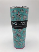 Swig + Scout Mademoishell 32oz Tumbler Beach Shells Teal Insulated Cup Hot /Cold - £31.26 GBP