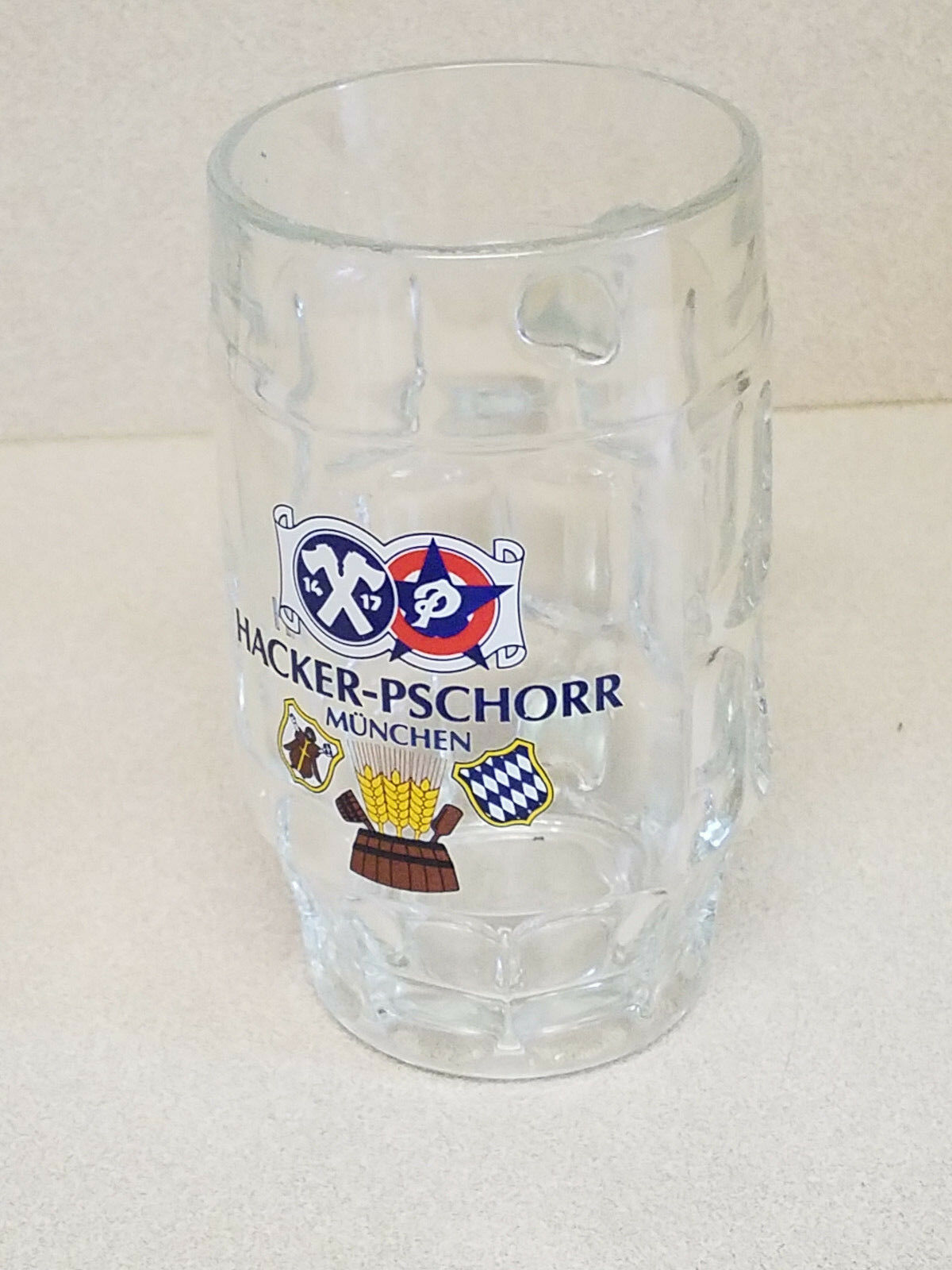 HACKER-PSCHORR MUNCHEN GERMAN BEER HEAVY GLASS BEER MUG STEIN - $19.75
