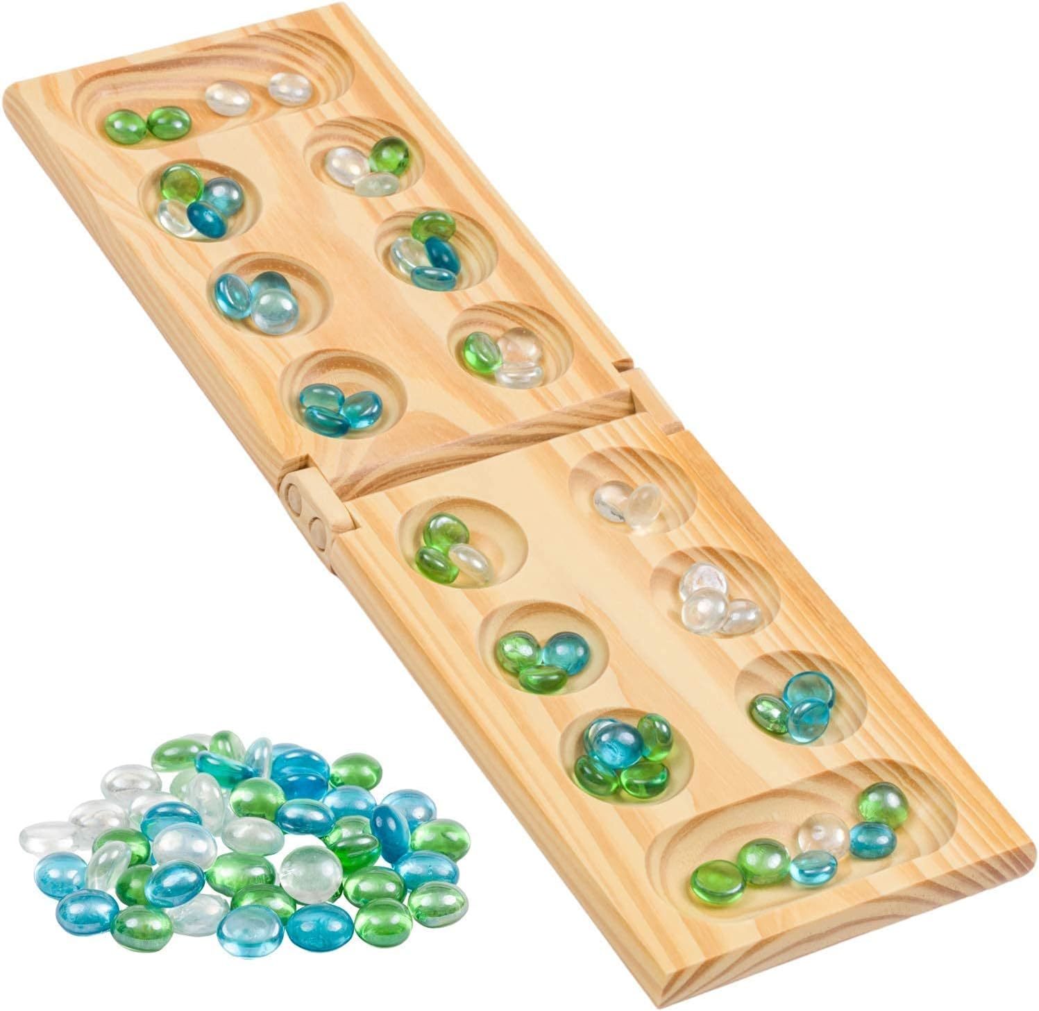 Primary image for Mancala Board Game Fun Classic Table Game with Wooden Board for Adults Kids 48 G