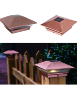 Solar Copper Plated DECK POST CAP LIGHT 4&quot;x4&quot; Garden Patio Outdoor Light... - $270.32 MXN