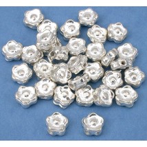 Flower Bali Beads Silver Plated Spacer 6.5mm Approx 30 - £6.18 GBP