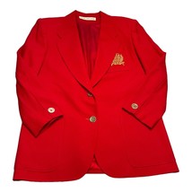 Evan Picone Blazer Jacket Women&#39;s 10 Red 100% Wool Notch Lapel Single Br... - £27.05 GBP