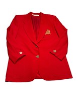 Evan Picone Blazer Jacket Women&#39;s 10 Red 100% Wool Notch Lapel Single Br... - £26.66 GBP